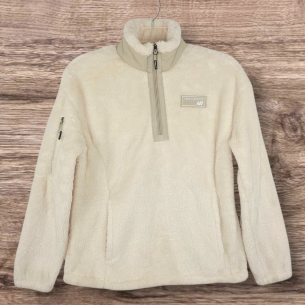 New Balance® Q Speed Sherpa Pullover Ivory Size Small Quarter Zip Fleece